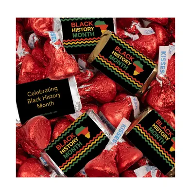 131 Pcs Black History Month Candy Party Favors Hershey's Miniatures and Red Kisses Chocolate by Just Candy (1.65 lbs)