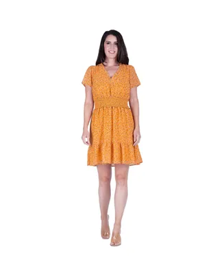 Women's Floral Print Sheer Short Sleeve Mini Dress