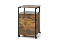 2 Drawer Mobile File Cabinet Printer Stand with Open Shelf for Letter Size-Rustic Brown