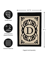 Evergreen Flag Cambridge Chic Letter D Monogram Applique Garden Flag - 12.5" Wide x 18" High