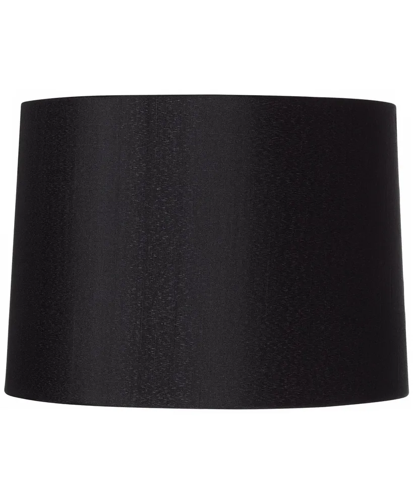 Black Medium Hardback Drum Lamp Shade 13" Top x 14" Bottom x 10.25" Slant x 10" High (Spider) Replacement with Harp and Finial - Springcrest