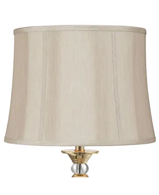 Taupe Medium Softback Round Lamp Shade 14" Top x 16" Bottom x 12" High (Spider) Replacement with Harp and Finial - Spring crest