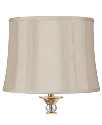 Taupe Medium Softback Round Lamp Shade 14" Top x 16" Bottom x 12" High (Spider) Replacement with Harp and Finial - Springcrest