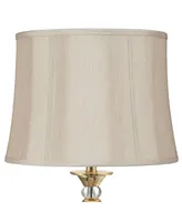 Taupe Medium Softback Round Lamp Shade 14" Top x 16" Bottom x 12" High (Spider) Replacement with Harp and Finial - Spring crest