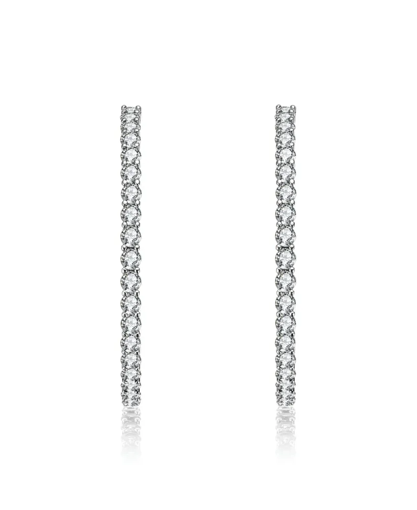 White Gold Plated with Cubic Zirconia Hoop Earrings