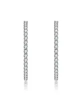 White Gold Plated with Cubic Zirconia Hoop Earrings