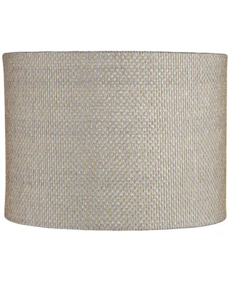Gray and Gold Plastic Weave Medium Drum Lamp Shade 15" Top x 15" Bottom x 11" High (Spider) Replacement with Harp and Finial - Springcrest