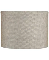 Gray and Gold Plastic Weave Medium Drum Lamp Shade 15" Top x 15" Bottom x 11" High (Spider) Replacement with Harp and Finial - Springcrest