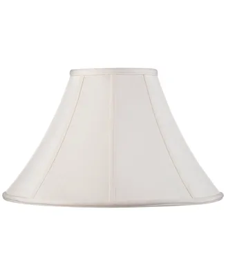 Off-White Shantung Large Lamp Shade 7" Top x 18" Bottom x 10.5" High x 12" Slant (Spider) Replacement with Harp and Finial - Spring crest