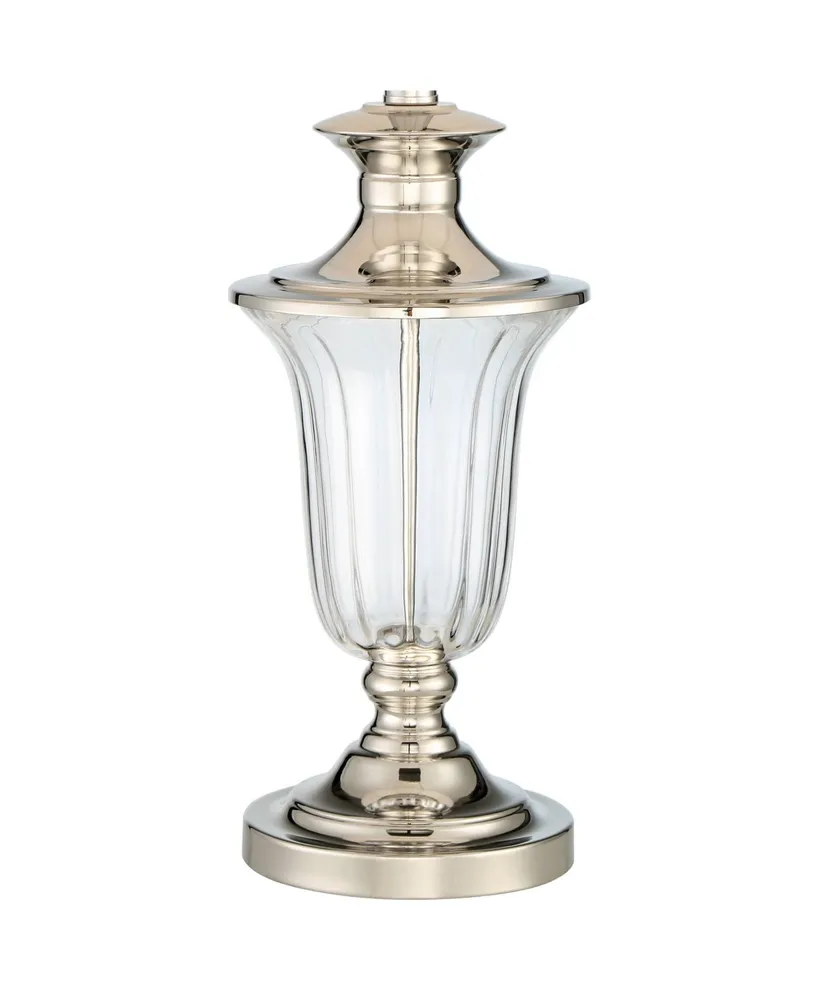 Courtney Traditional Style Table Lamp 27.5" Tall Polished Nickel Metal Clear Crystal Glass Bell Fabric Shade Decor for Living Room Bedroom House Bedsi