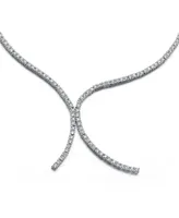 Sterling Silver White Gold Plated Cubic Zirconia Double Tennis Necklace