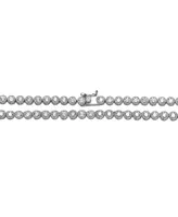 Sterling Silver with White Gold Plated Clear Round Cubic Zirconia Milgrain Bezel Tennis Necklace