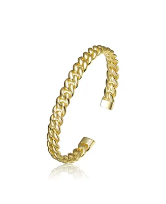 Elegant 14K Gold Plated Chain Cuff Bracelet