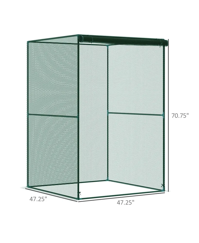 Out sunny 4' x 4' Walk-in Crop Cage, Plant Protectors with Door, Dark Green