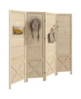 Homcom 4.7' Panel Room Divider with Pegboard Display for Indoor