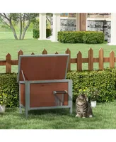 Paw Hut Outdoor Cat House, Wooden Feral Cat House, All