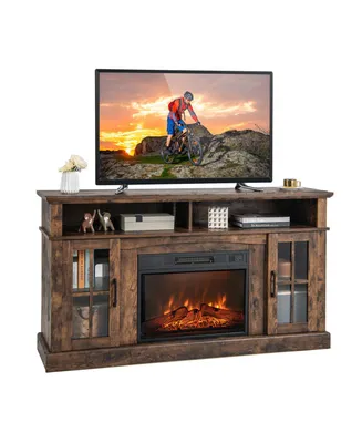 Slickblue Fireplace Tv Stand For TVs Up to 65 Inch with Side Cabinets and Remote control Living Room