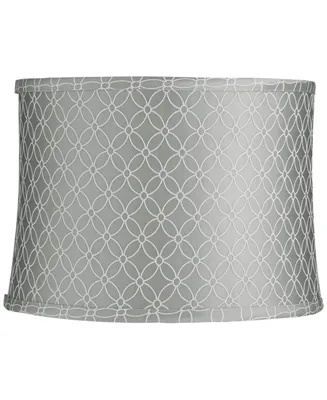 An Qing Gray Medium Drum Lamp Shade 13" Top x 14" Bottom x 10" Slant (Spider) Replacement with Harp and Finial - Springcrest