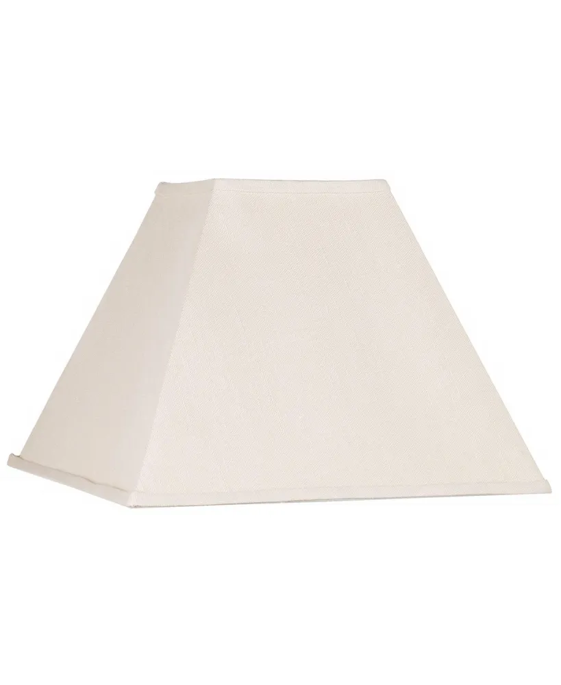 Beige Linen Large Square Lamp Shade 7" Top x 17" Bottom x 13" Slant x 12" High (Spider) Replacement with Harp and Finial - Springcrest