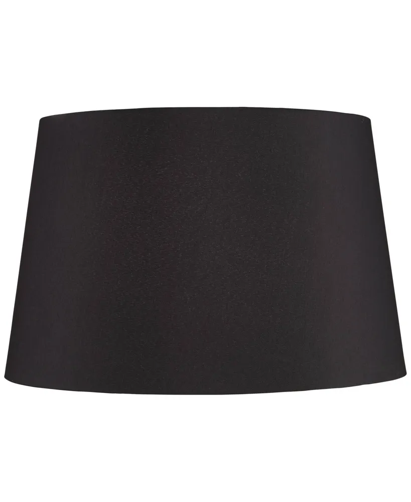 Black Faux Silk Large Tapered Drum Lamp Shade 14" Top x 17" Bottom x 11" Slant x 11" High (Spider) Replacement with Harp and Finial - Spring crest