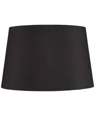 Black Faux Silk Large Tapered Drum Lamp Shade 14" Top x 17" Bottom x 11" Slant x 11" High (Spider) Replacement with Harp and Finial - Spring crest