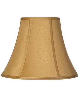 Coppery Gold Medium Bell Lamp Shade 7" Top x 14" Bottom x 11" Slant x 10.5" High (Spider) Replacement with Harp and Finial - Spring crest