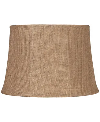 Natural Burlap Medium Drum Lamp Shade 13" Top x 16" Bottom x 11" Slant x 10.75" High (Spider) Replacement with Harp and Finial - Spring crest