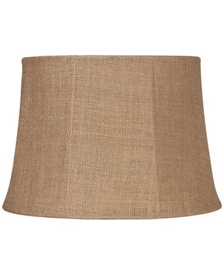 Natural Burlap Medium Drum Lamp Shade 13" Top x 16" Bottom x 11" Slant x 10.75" High (Spider) Replacement with Harp and Finial - Springcrest