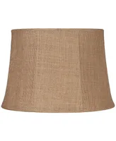 Natural Burlap Medium Drum Lamp Shade 13" Top x 16" Bottom x 11" Slant x 10.75" High (Spider) Replacement with Harp and Finial - Spring crest