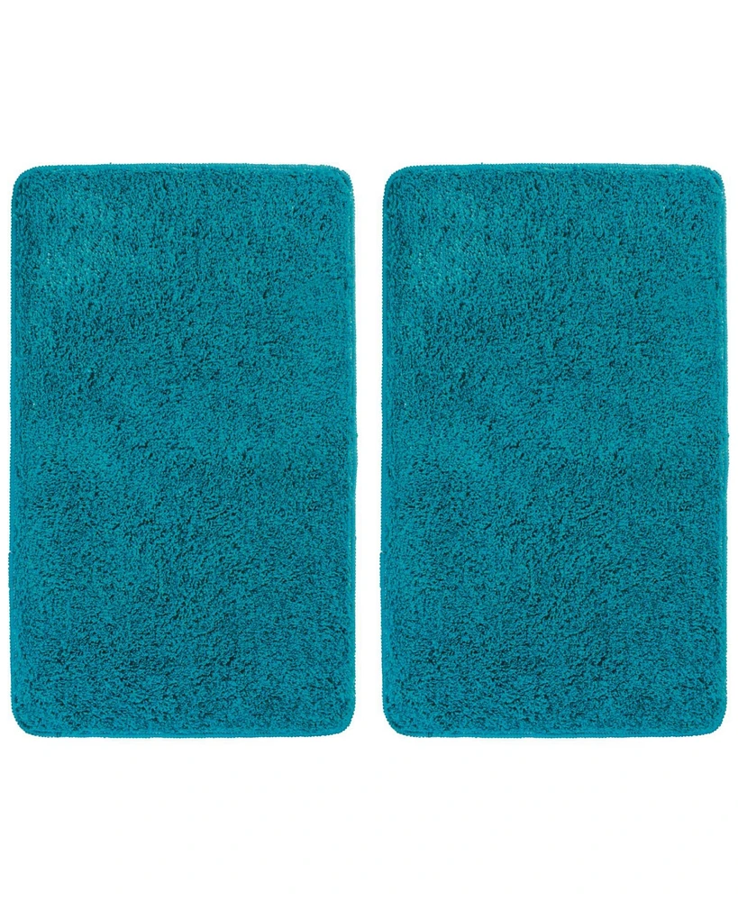 mDesign Non-Slip Microfiber Polyester Heathered Rug, 34"x21", 2 Pack, Deep Teal