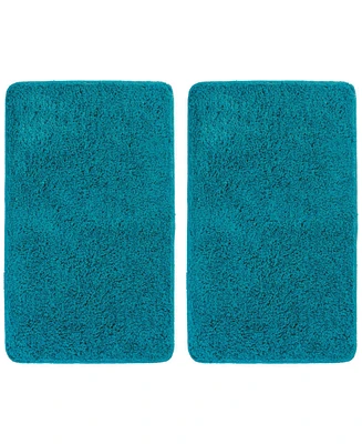 mDesign Non-Slip Microfiber Polyester Heathered Rug, 34"x21", 2 Pack, Deep Teal
