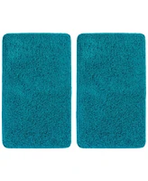 mDesign Non-Slip Microfiber Polyester Heathered Rug, 34"x21", 2 Pack, Deep Teal