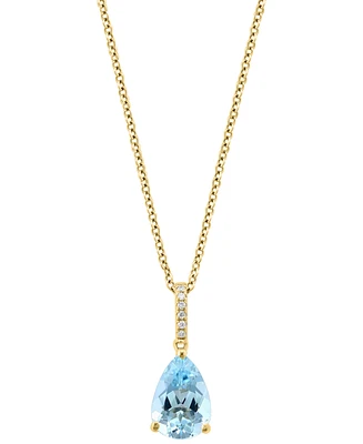 Effy Aquamarine (1-1/2 ct. t.w.) & Diamond Accent 18" Pendant Necklace in 14k Gold