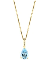 Effy Aquamarine (1-1/2 ct. t.w.) & Diamond Accent 18" Pendant Necklace in 14k Gold