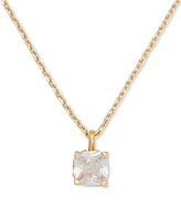 Kate Spade New York Little Luxuries Gold-Tone Pave & Crystal Square Pendant Necklace, 16" + 3" extender