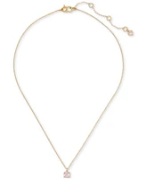 Kate Spade New York Little Luxuries Gold-Tone Pave & Crystal Square Pendant Necklace, 16" + 3" extender