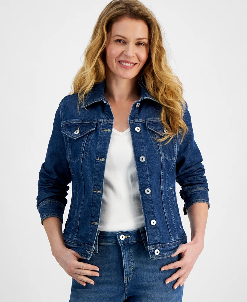 Style & Co Petite Classic Denim Trucker Jacket, Created for Macy's