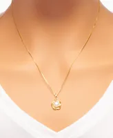 2-Pc. Set Cultured Freshwater Pearl (7mm) Flower Pendant Necklace & Matching Stud Earrings 18k Gold-Plated Sterling Silver or