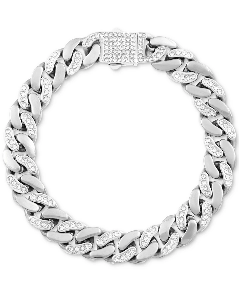Legacy for Men By Simone I. Smith Men's Crystal Curb Link Bracelet Stainless Steel & Gold-Tone Ion-Plate