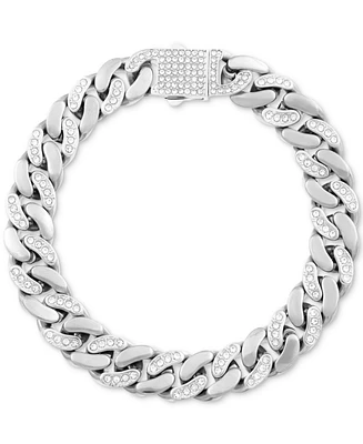 Legacy for Men By Simone I. Smith Men's Crystal Curb Link Bracelet Stainless Steel & Gold-Tone Ion-Plate