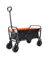 Simplie Fun Folding Wagon Garden Shopping Beach Cart (Black+Yellow)