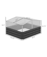 Outsunny 49.6 in x 42.1 in x 26.6 in Galvanized Raised Garden Bed, Gray