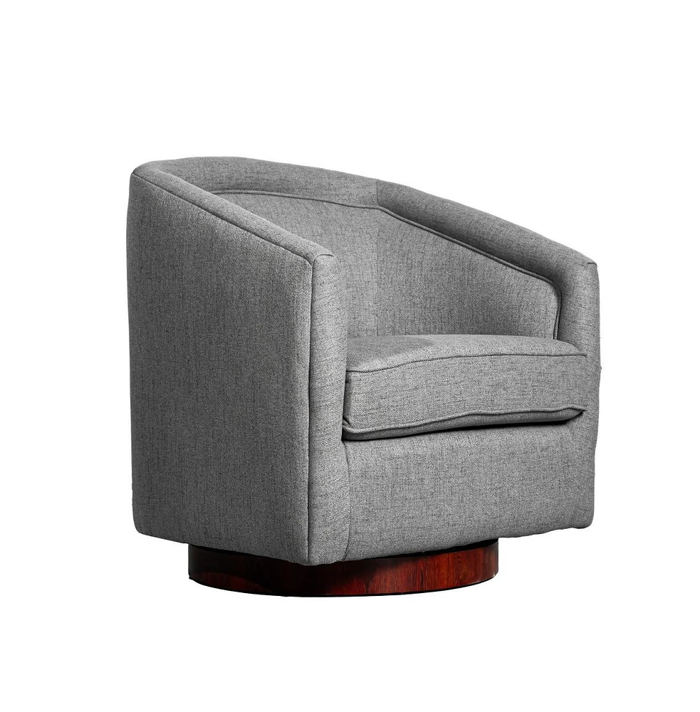 Wyn Upholstered Club Style Barrel Chair With Sloped Armrests And 360 Degree Swivel Base A Vinyl Wrap