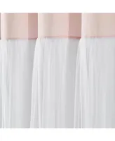 Tulle Skirt Color block Window Curtain Panels Blush/White 40x84 Set