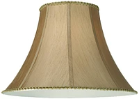 Earthen Gold Large Round Bell Lamp Shade 8" Top x 18" Bottom x 12" Height x 13" Slant (Spider) Replacement with Harp and Finial - Springcrest