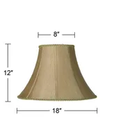 Earthen Gold Large Round Bell Lamp Shade 8" Top x 18" Bottom x 12" Height x 13" Slant (Spider) Replacement with Harp and Finial - Springcrest