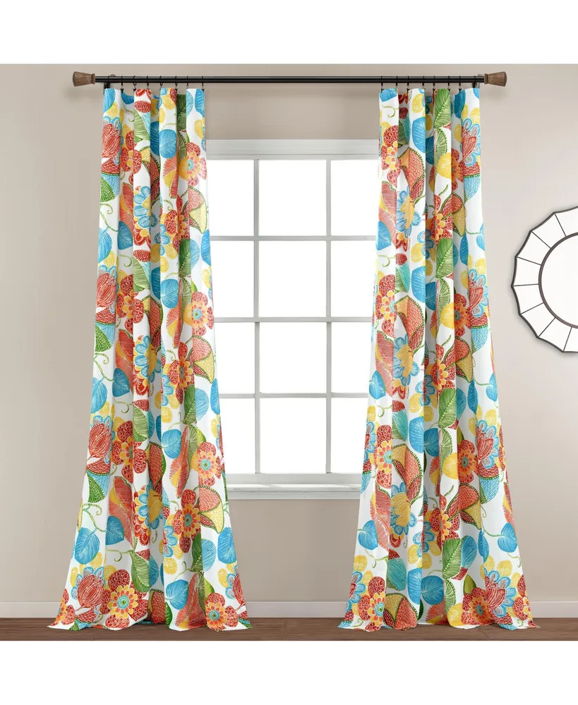 Layla Window Curtain Panels Orange/Blue 52x95 Set