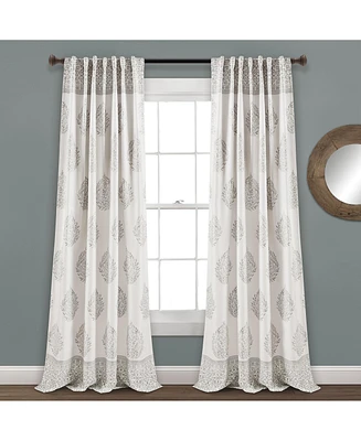 Teardrop Leaf Light Filtering Window Curtain Panels