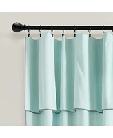 Modern Faux Linen Embroidered Edge With Attached Valance Window Curtain Panels