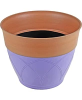 Garden Elements Colored Rim Large Plastic Planter, 15 Inches